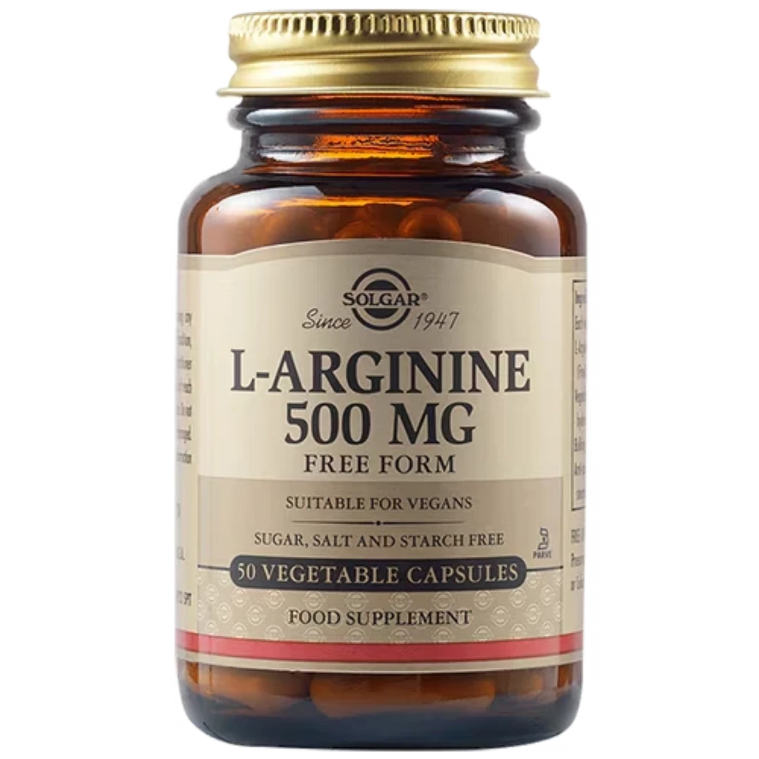 Solgar L-Arginine 500 mg - Supports muscle metabolism and immune function.