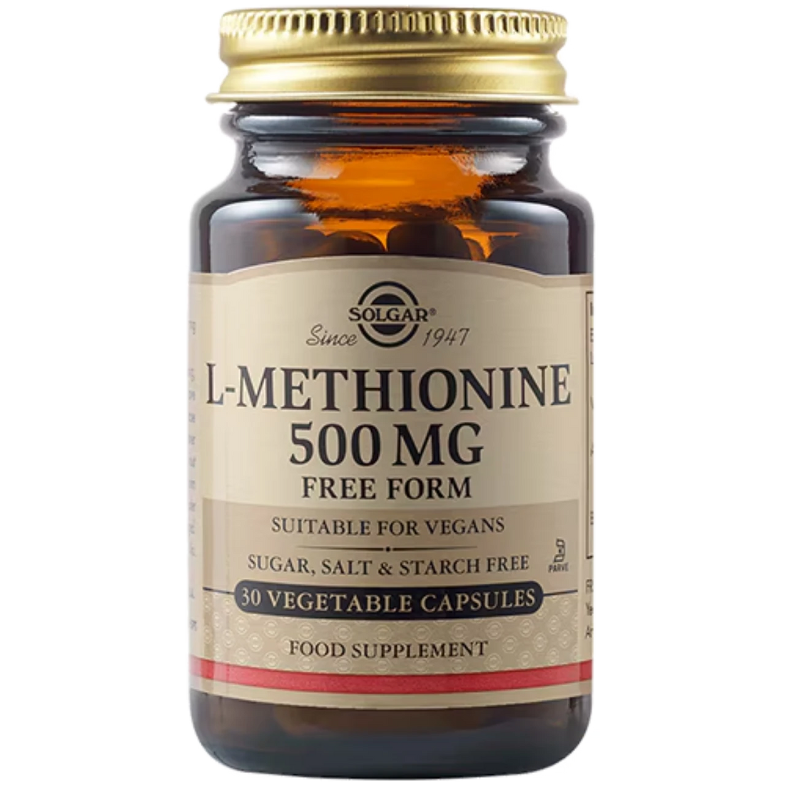 Solgar L-Methionine 500 mg - Promotes liver function and fat metabolism.