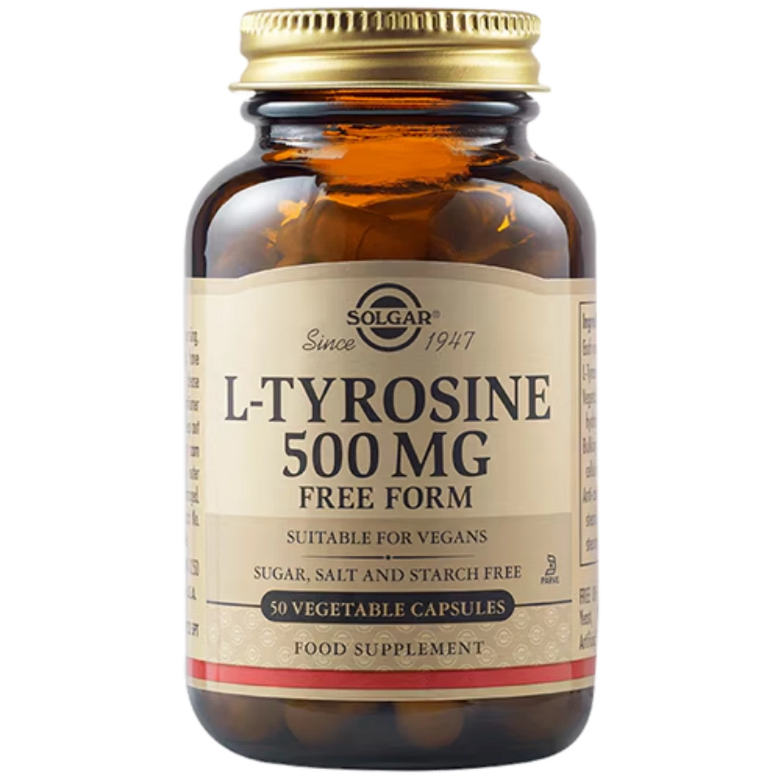 Solgar L-Tyrosine 500 mg - Promotes mental alertness and stress response.