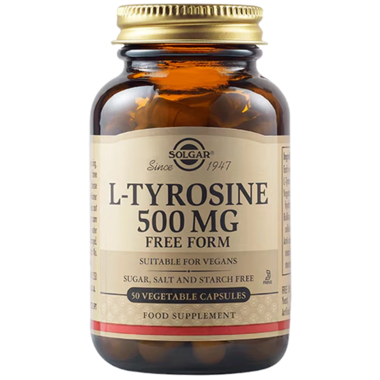 Solgar L-Tyrosine 500 mg - Promotes mental alertness and stress response.