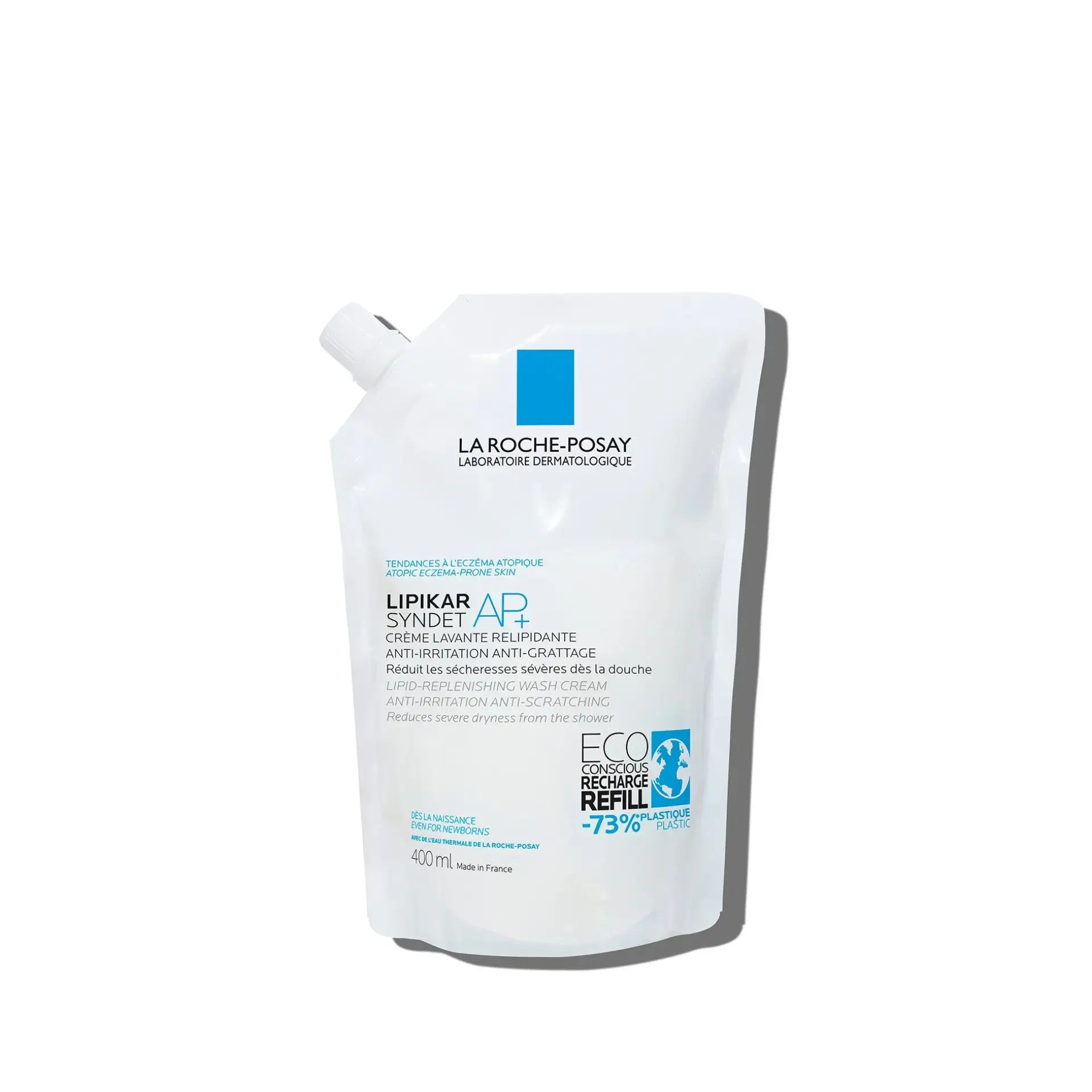La Roche-Posay Lipikar Eco-Conscious Refill Syndet AP+ Cleansing Cream for atopic-prone skin.