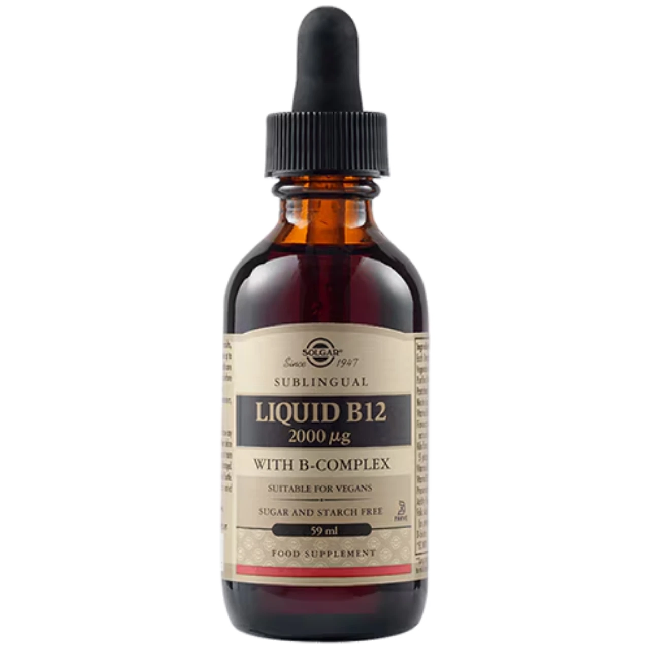 Solgar Liquid B-12 2000 mcg with B-Complex - Enhances energy and metabolism.