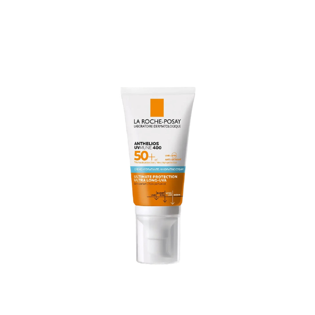 La Roche-Posay Anthelios UVMune 400 Hydrating Cream SPF 50+ for effective sun protection and hydration.