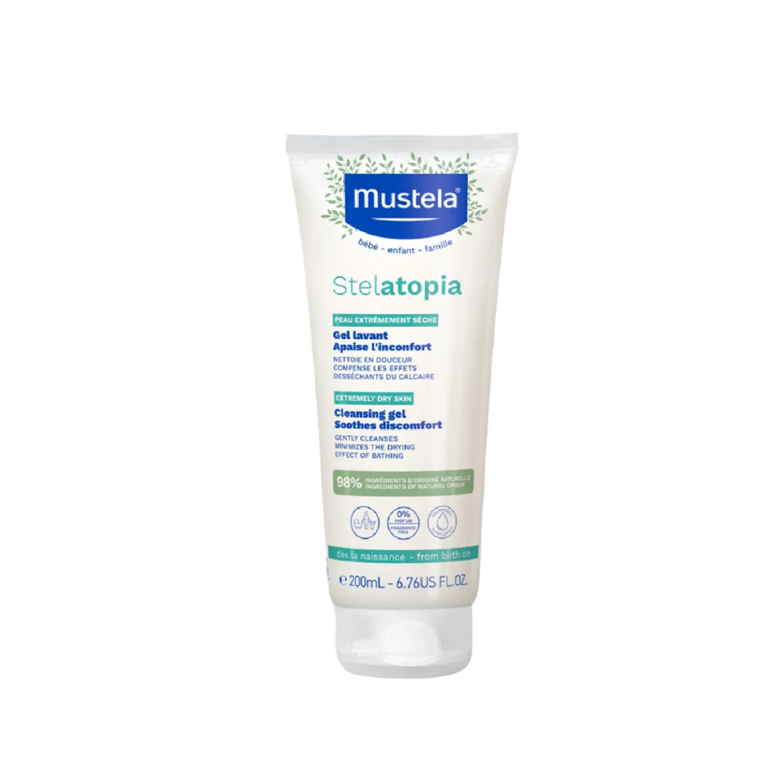 Mustela Stelatopia Cleansing Gel for babies with eczema-prone skin.