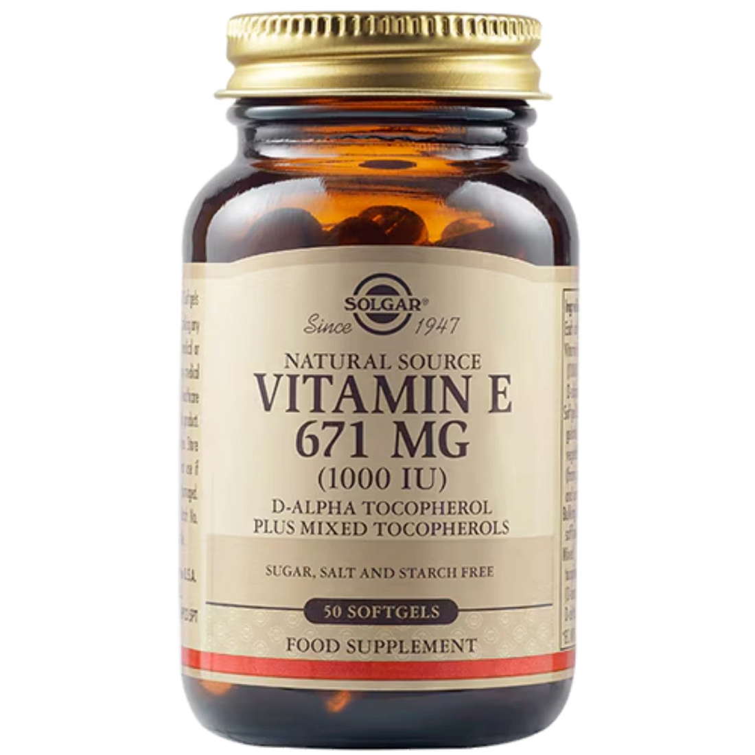 Solgar Natural Source Vitamin E 1000 IU Softgels - Promotes antioxidant protection and immune support.
