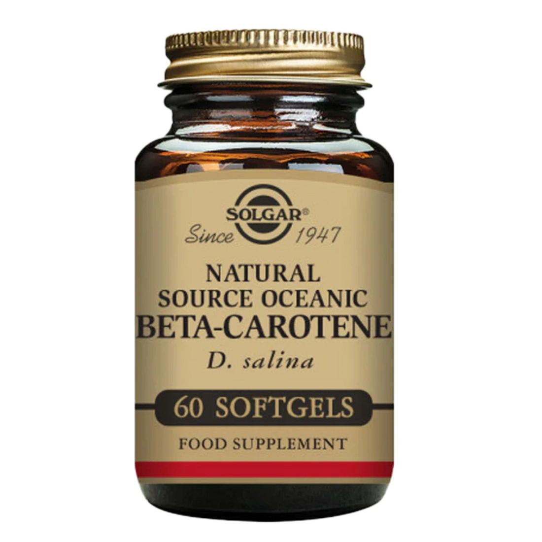 Solgar Natural Source Oceanic Beta Carotene dietary supplement for antioxidant support.