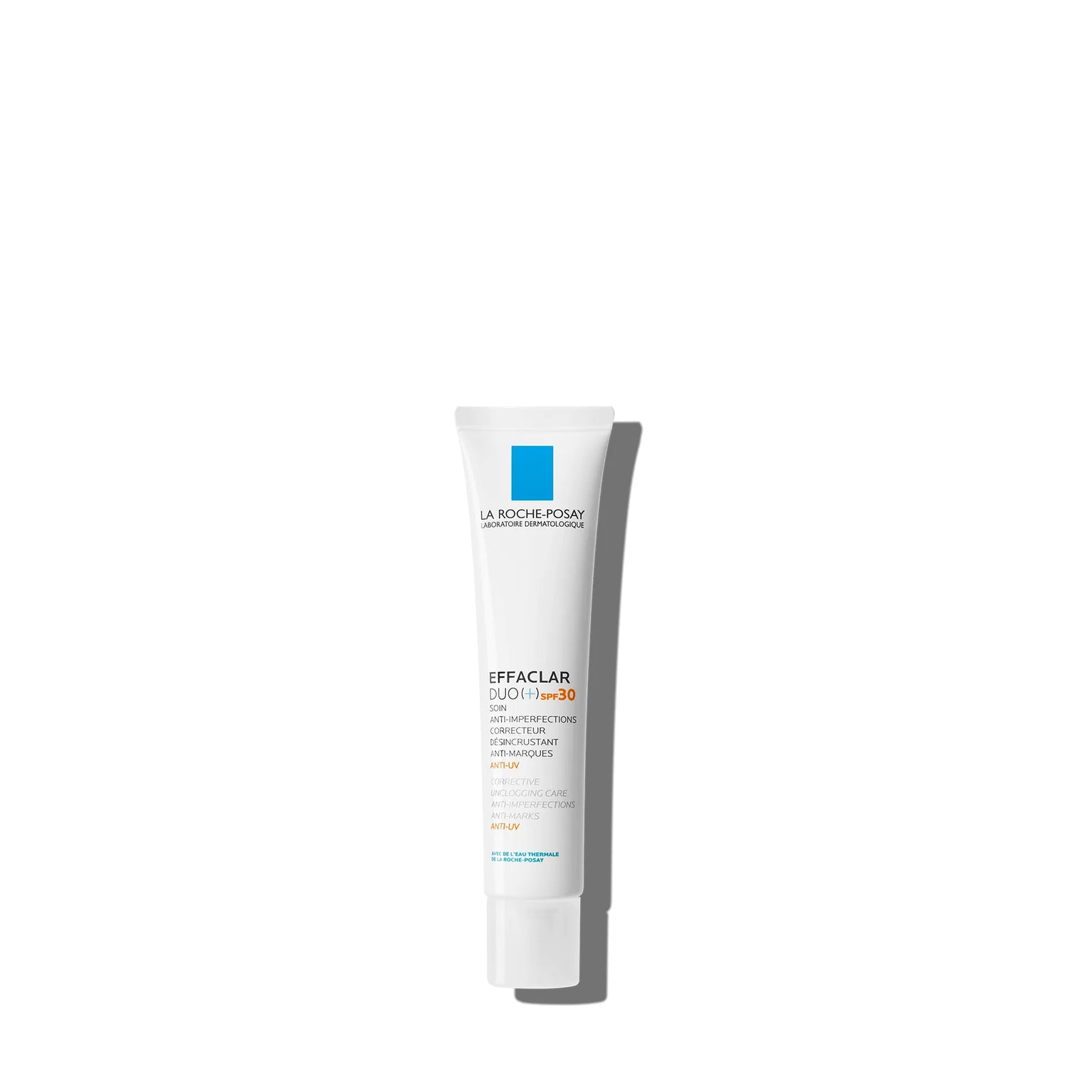 La Roche-Posay Effaclar Duo+ SPF 30 Acne Treatment Cream with sun protection for blemish-prone skin.