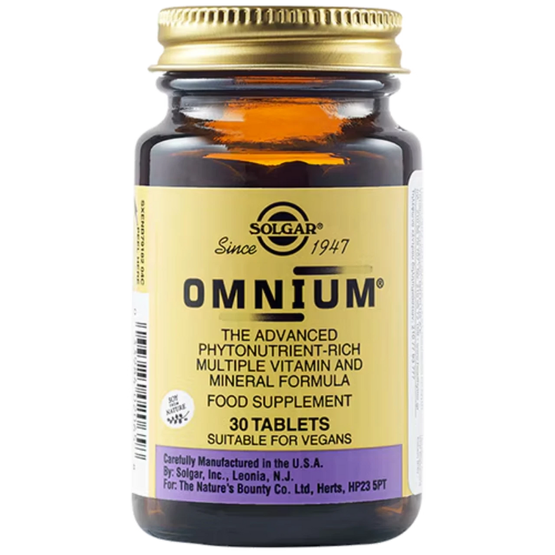 Solgar Omnium Tablets - Comprehensive multivitamin with 47 essential nutrients.