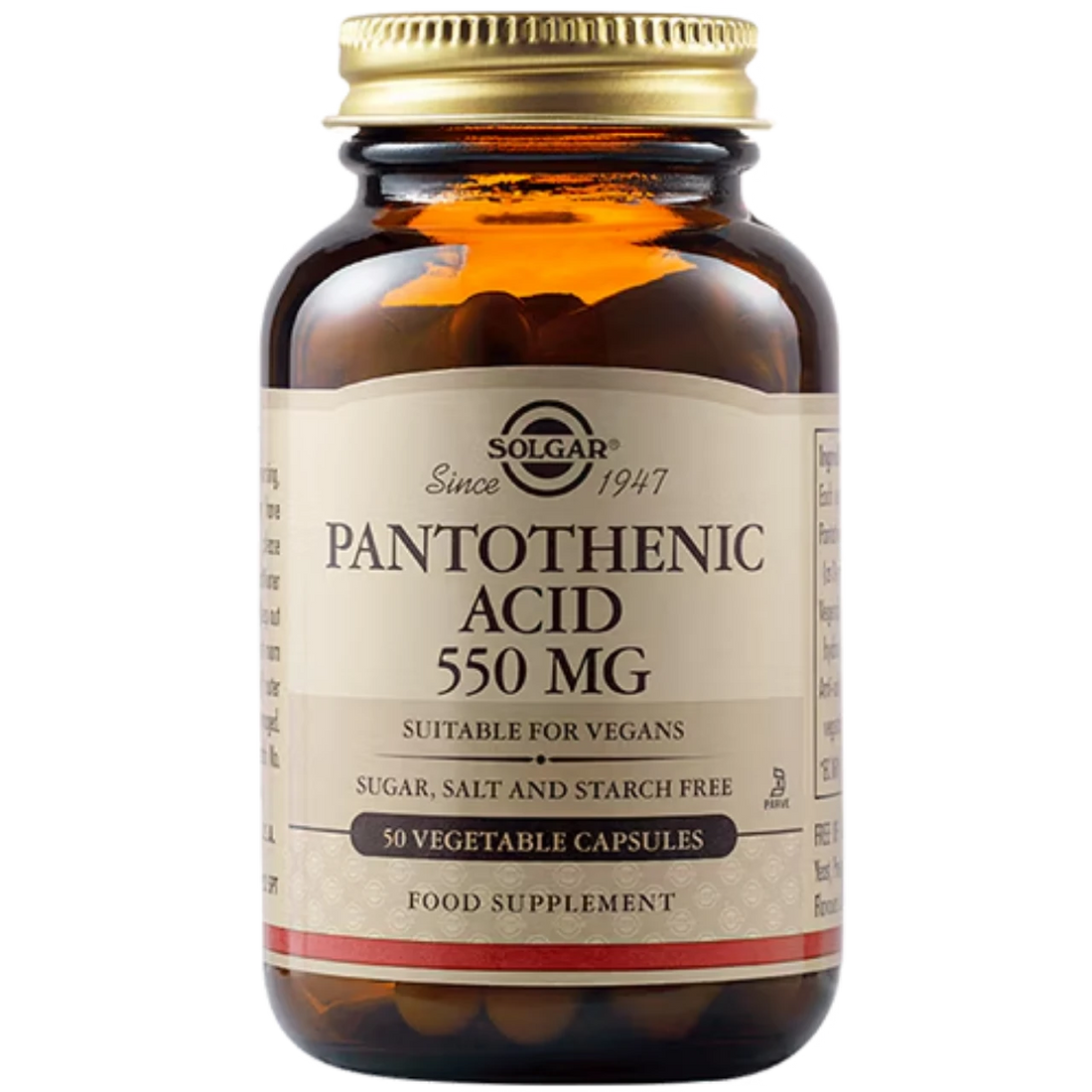  Solgar Pantothenic Acid 550 mg - Boosts energy and mental performance.