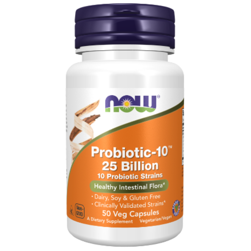 NOW Foods Probiotic-10 25 Billion Veg Capsules - Supports healthy intestinal flora.