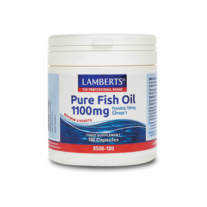 Lamberts Pure Fish Oil 1100mg - High-potency Omega-3 supplement for cardiovascular and cognitive health.