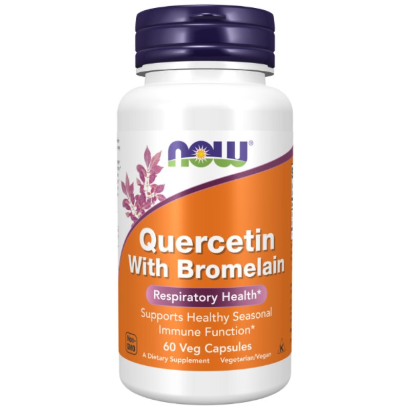 NOW Foods Quercetin with Bromelain Veg Capsules - Respiratory health and immune support.