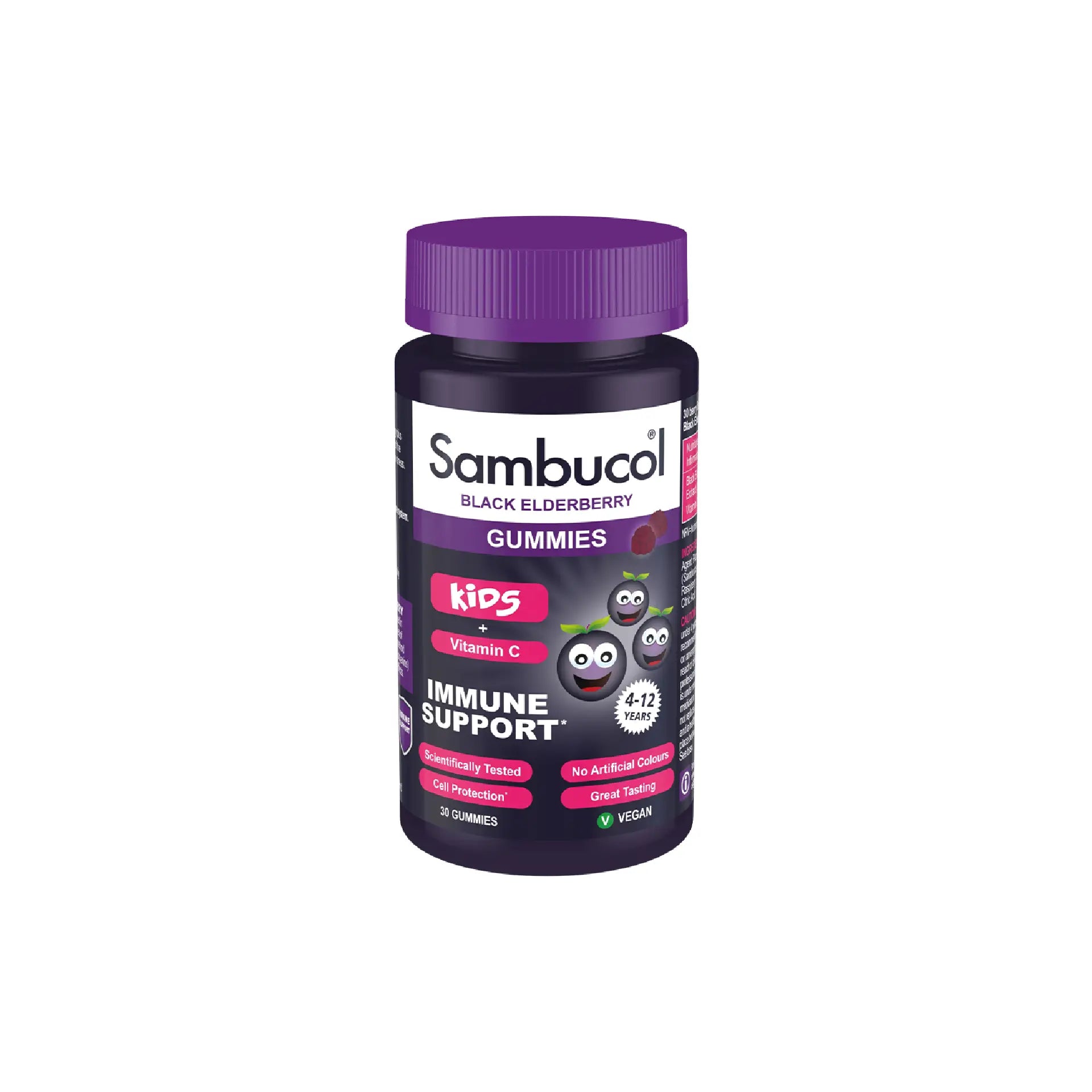 Sambucol Kids Gummies with black elderberry for children's immune system support.