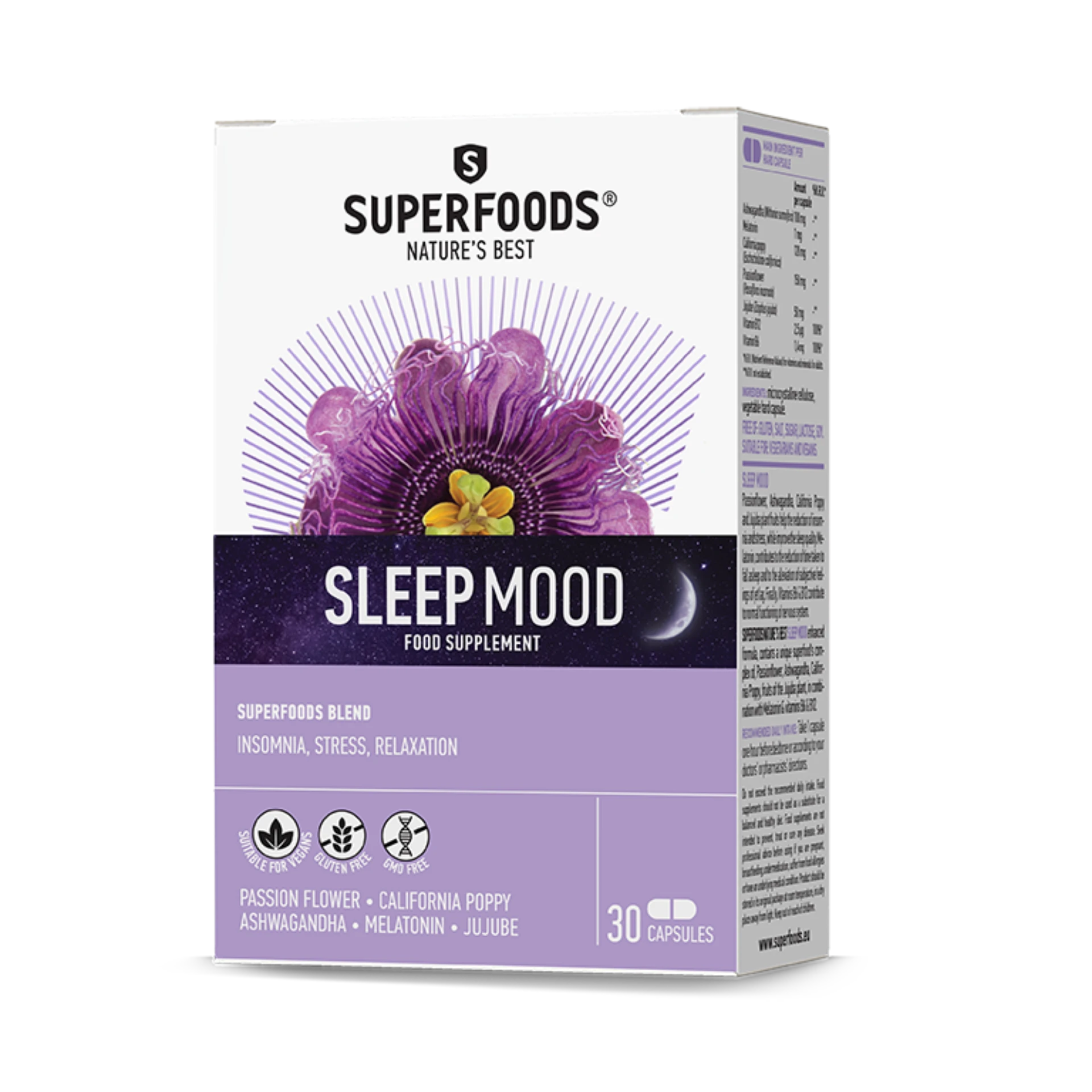 Superfoods Sleep Mood blend with Melatonin for promoting normal sleep onset
