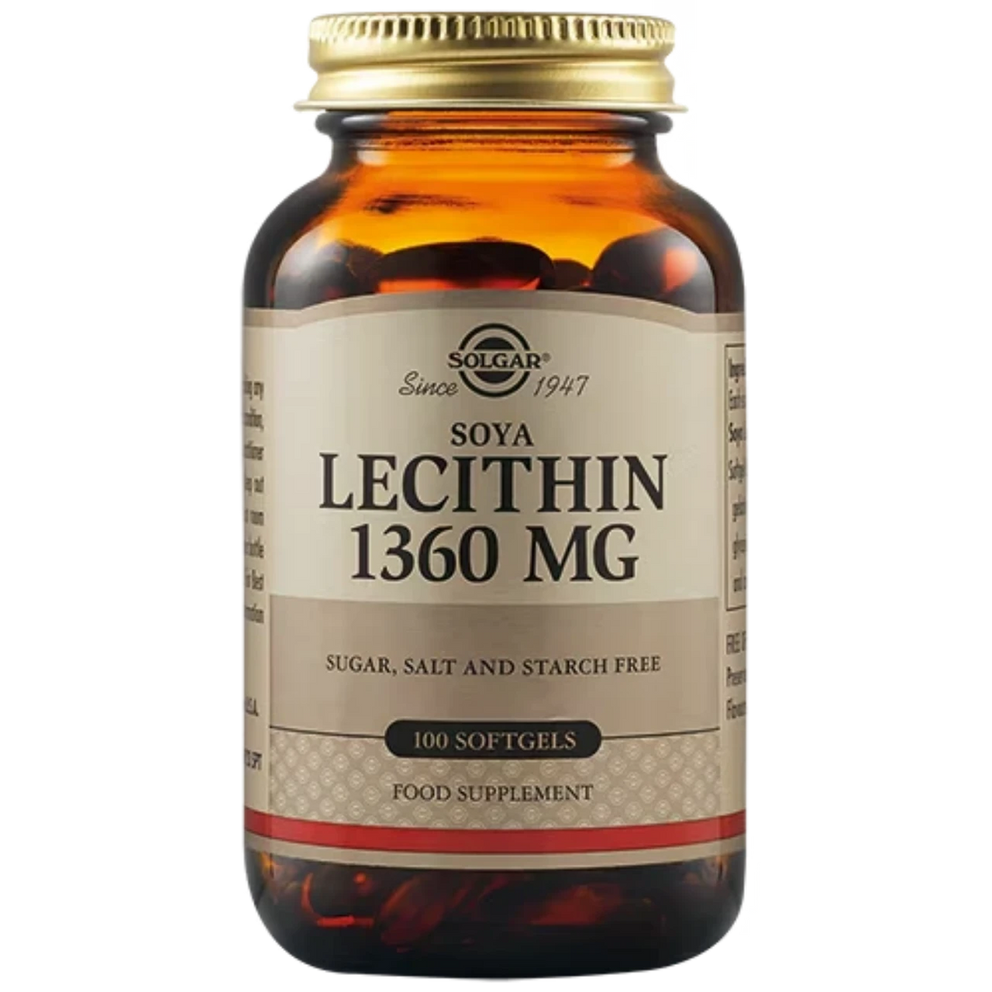 Solgar Lecithin 1360 mg Softgels - Promotes brain and liver health.
