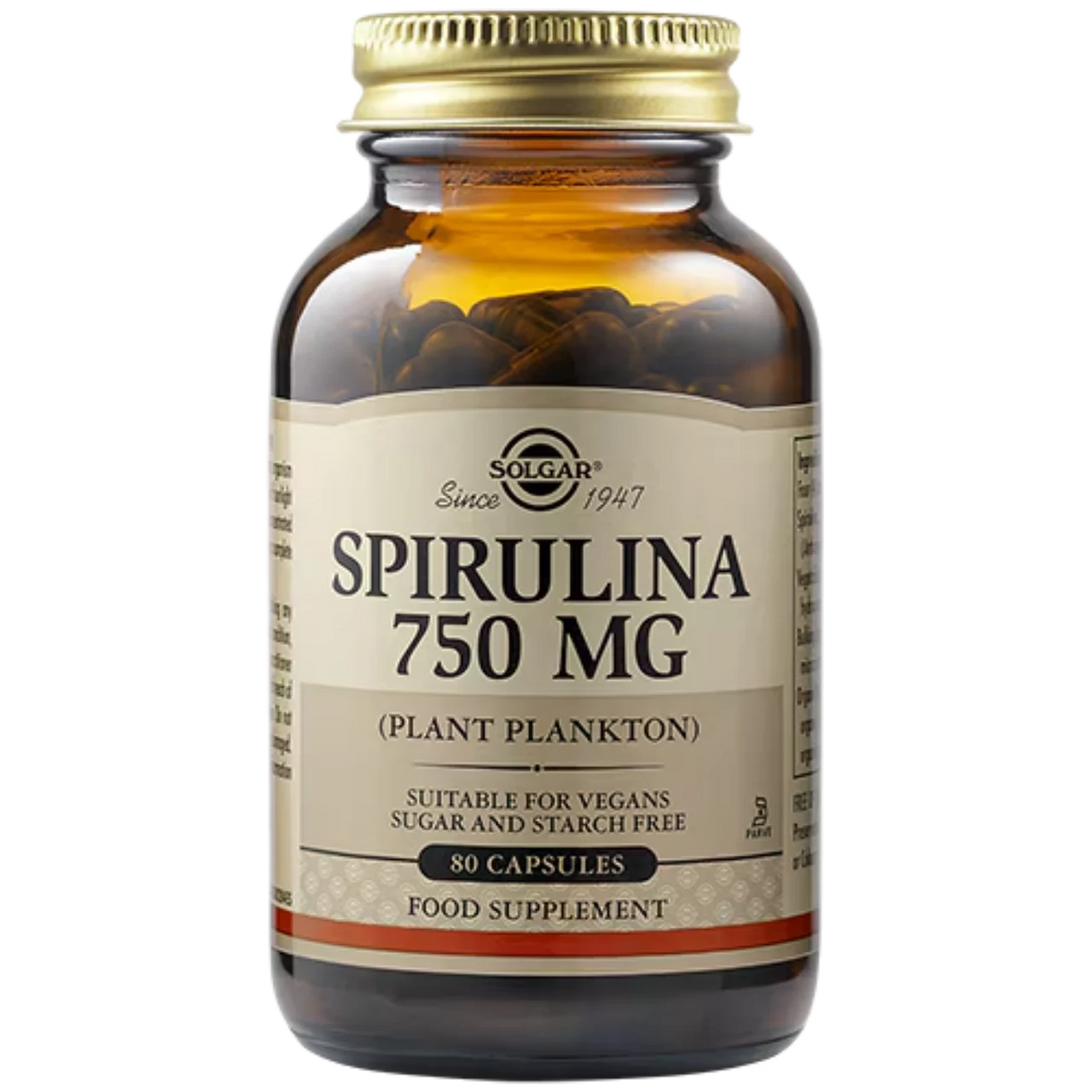 Solgar Spirulina 750 mg - Nutrient-rich superfood for energy and immune support.