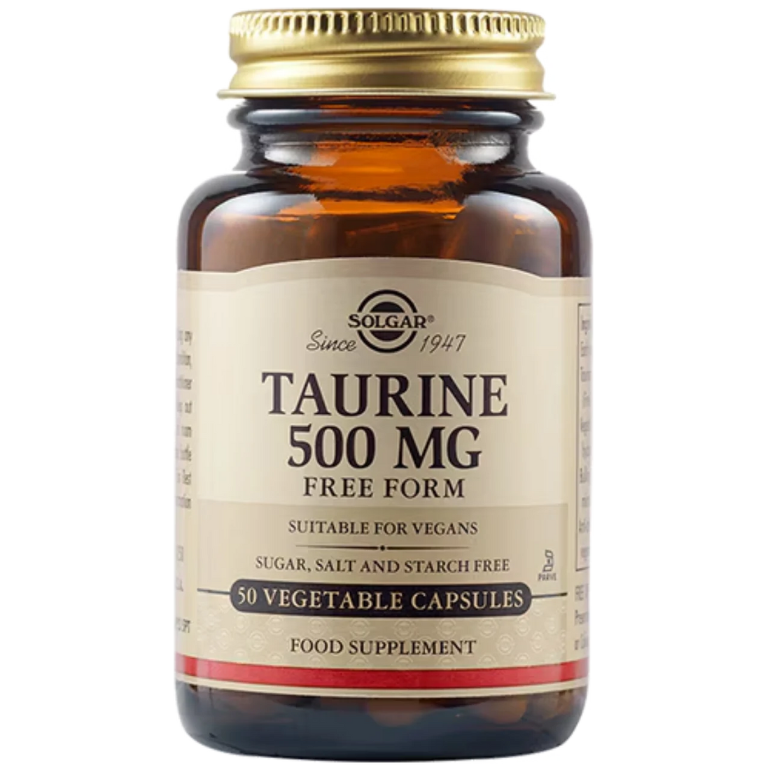 Solgar Taurine 500 mg - Enhances energy and cellular health.