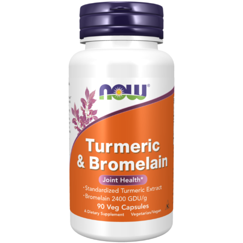 NOW Foods Turmeric &amp; Bromelain Veg Capsules - Joint health support.