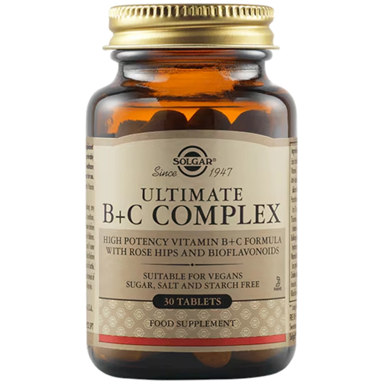 Solgar Ultimate B+C Complex Tablets - Comprehensive vitamin B and C support for energy and immune health.