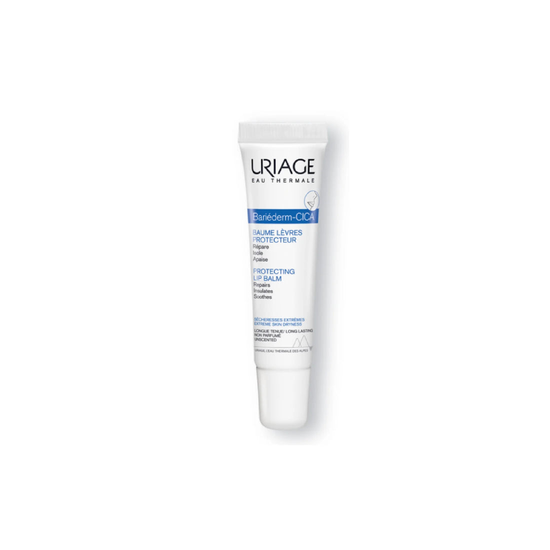 Uriage Bariederm Cica-Levres repairing balm for soothing and protecting chapped lips.