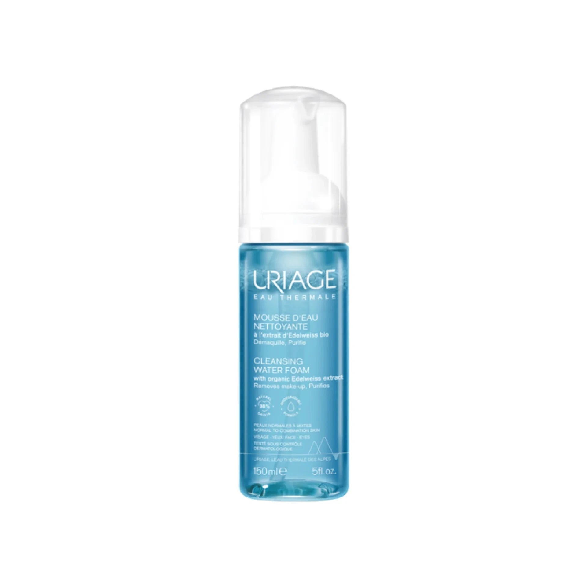 Uriage Cleansing Make-Up Remover Foam, gentle facial cleanser for removing make-up and impurities.