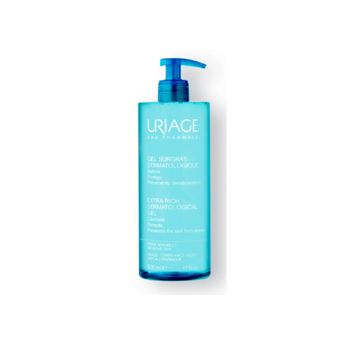 Uriage Surgras Liquid Dermatological Cleanser for gentle cleansing of sensitive skin.