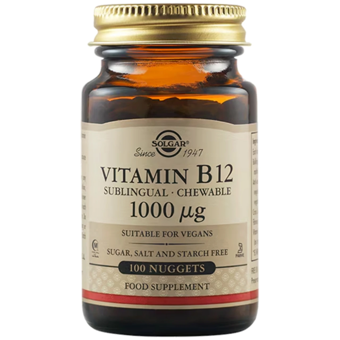 Solgar Vitamin B12 1000 mcg Sublingual Chewable Nuggets - Supports energy and nervous system health.