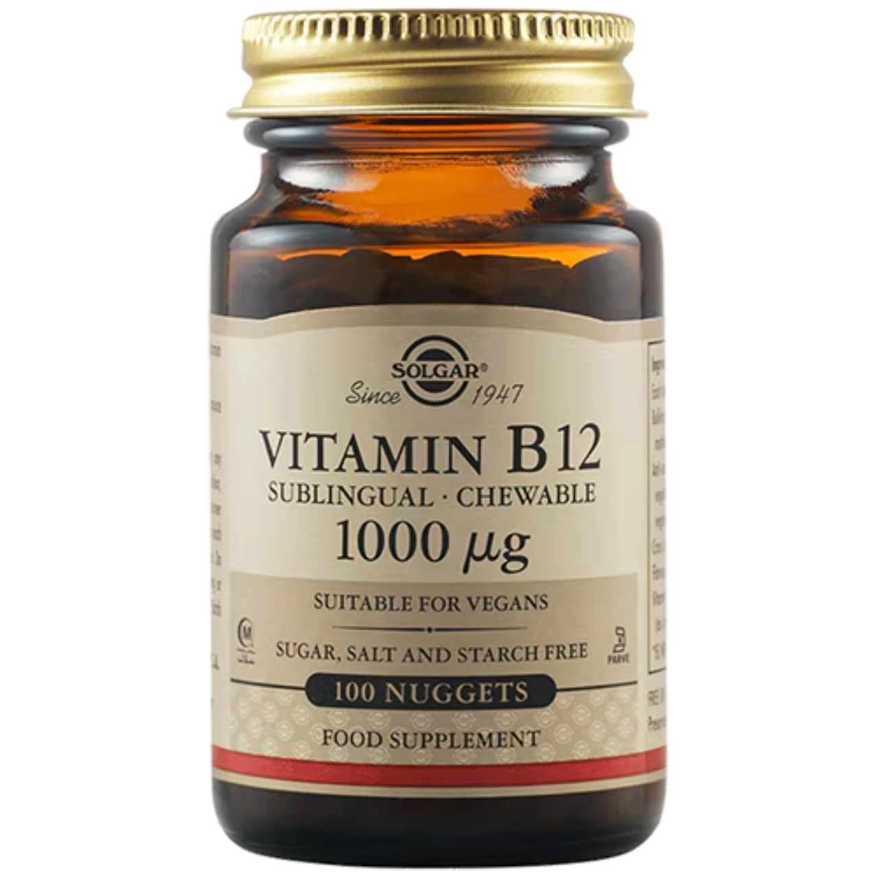 Solgar Vitamin B12 1000 mcg Sublingual Chewable Nuggets - Supports energy and nervous system health.
