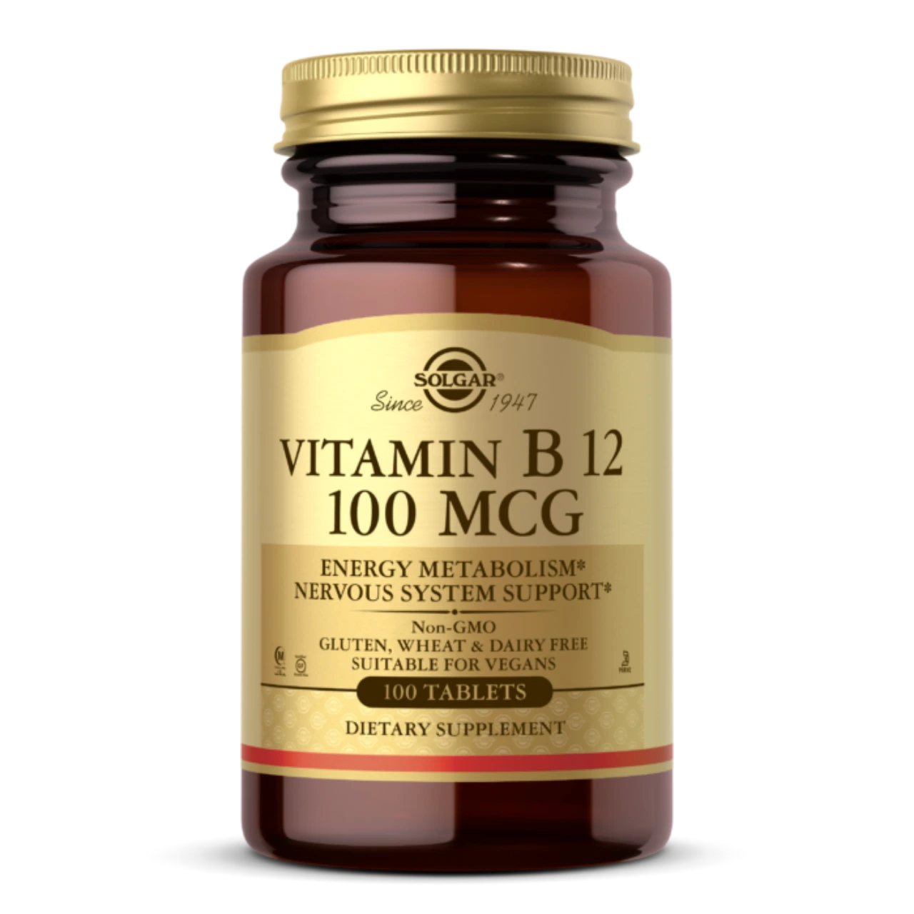 Solgar Vitamin B12 100 mcg - Supports energy and nervous system health.