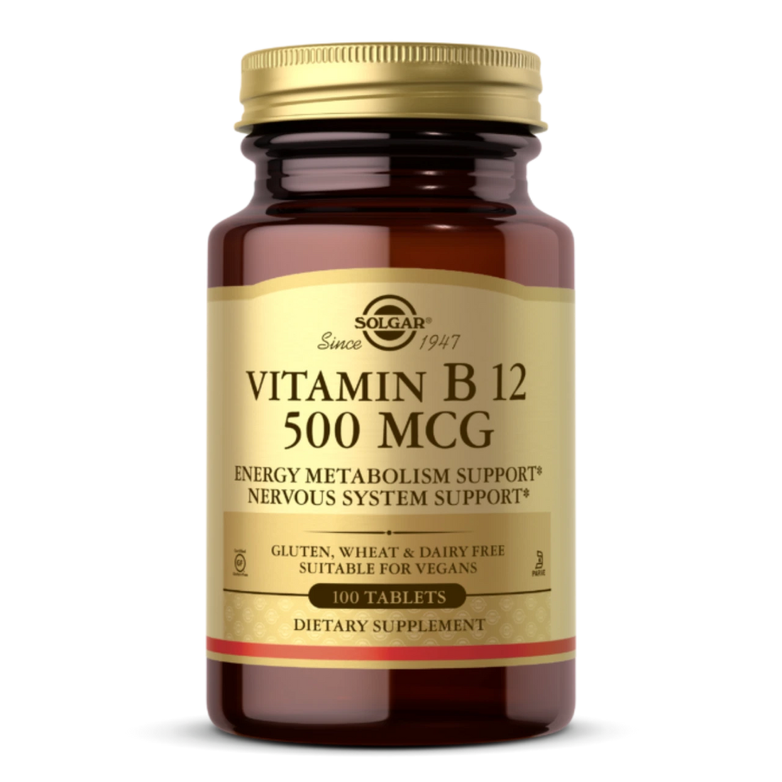 Solgar Vitamin B12 500 mcg - Supports energy and nervous system health.