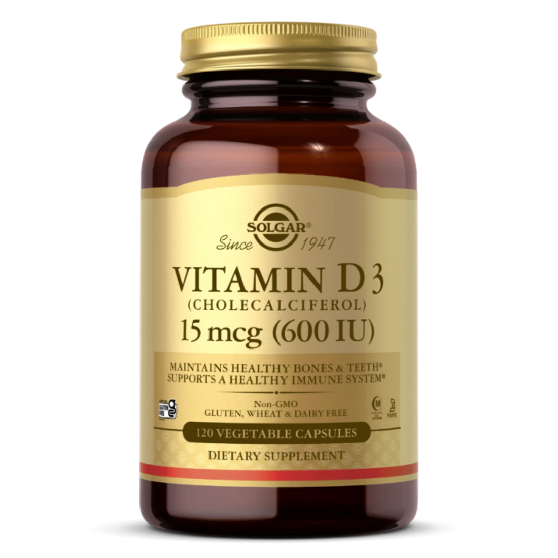 Solgar Vitamin D3 600 IU - Enhances bone health and immune function.