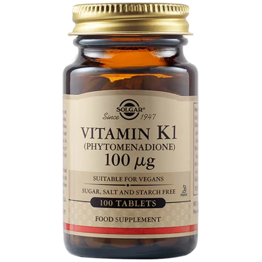 Solgar Vitamin K1 100 mcg Tablets - Promotes blood clotting and bone health.
