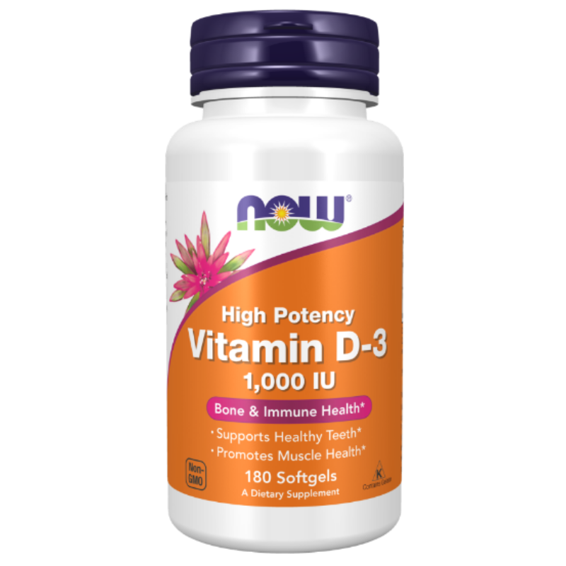 NOW Foods Vitamin D-3 1000 IU Softgels - Bone and immune health.