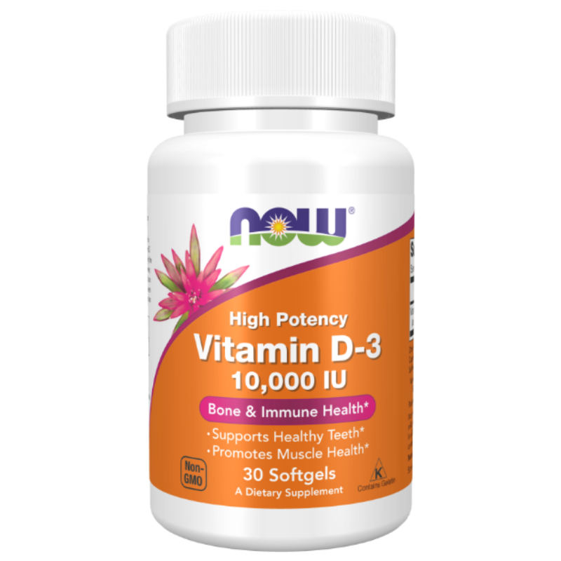 NOW Foods Vitamin D-3 10,000 IU Softgels - Bone and immune health.