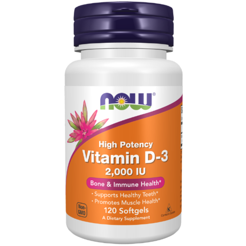NOW Foods Vitamin D-3 2000 IU Softgels - Bone and immune health.