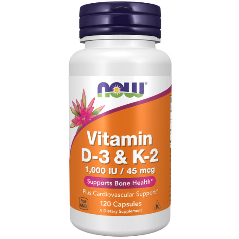 NOW Foods Vitamin D-3 &amp; K-2 Capsules - Bone and cardiovascular support.