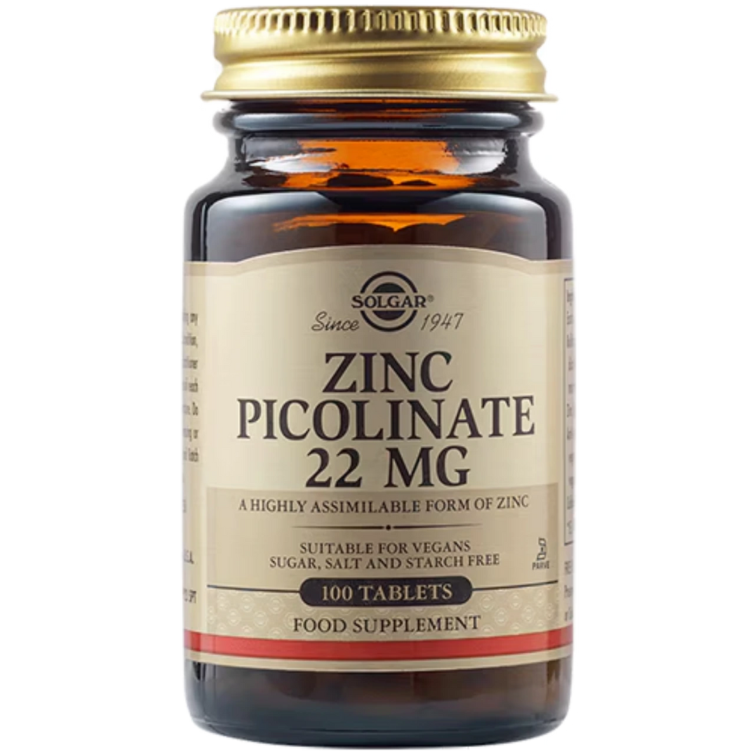  Solgar Zinc Picolinate 22 mg Tablets - Supports immune health and skin, hair, and nails.