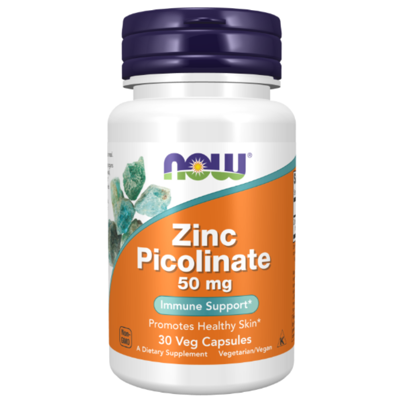 NOW Foods Zinc Picolinate 50 mg Veg Capsules - Immune support and healthy skin.