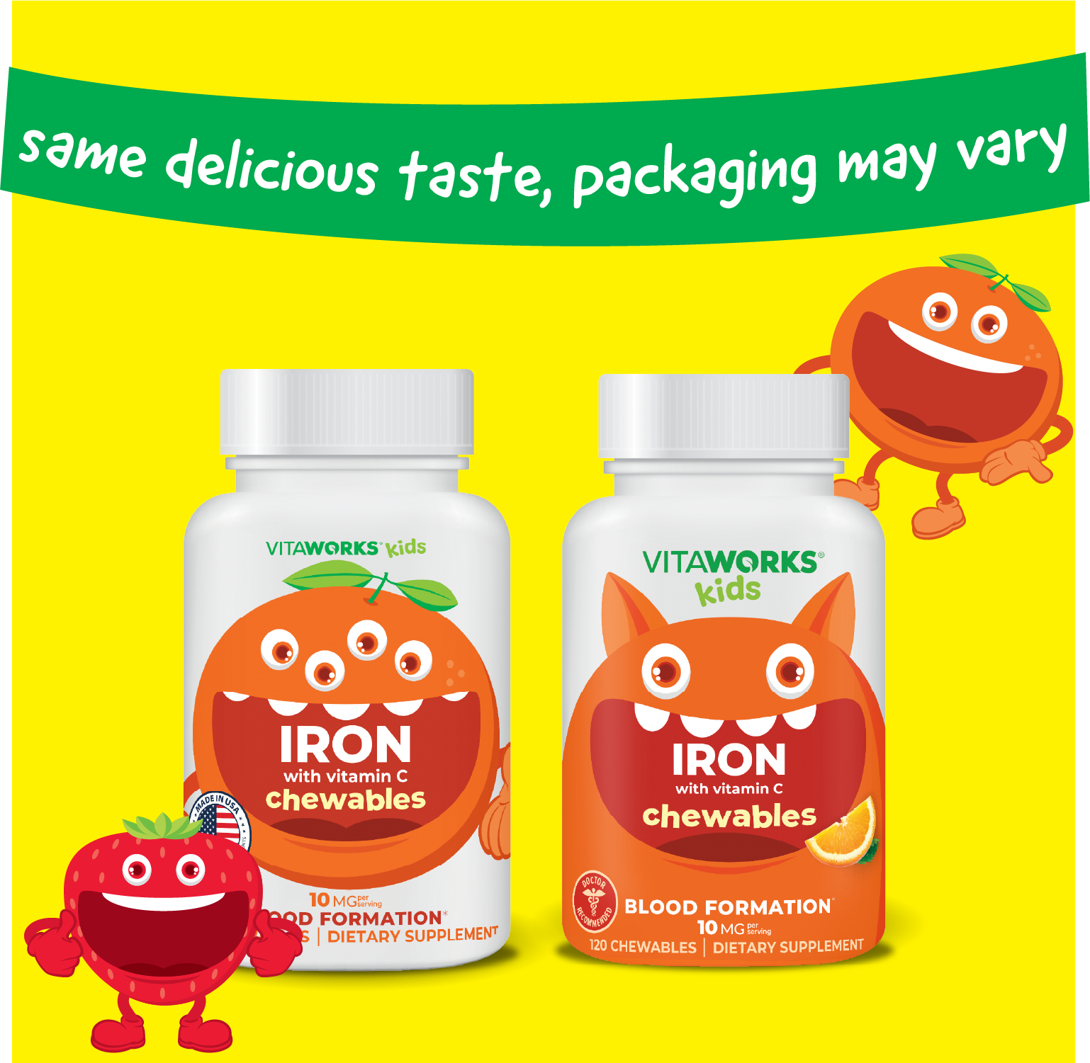 VitaWorks Kids Iron Chewables, Blood Formation: Natural Orange Flavor / 120 Count