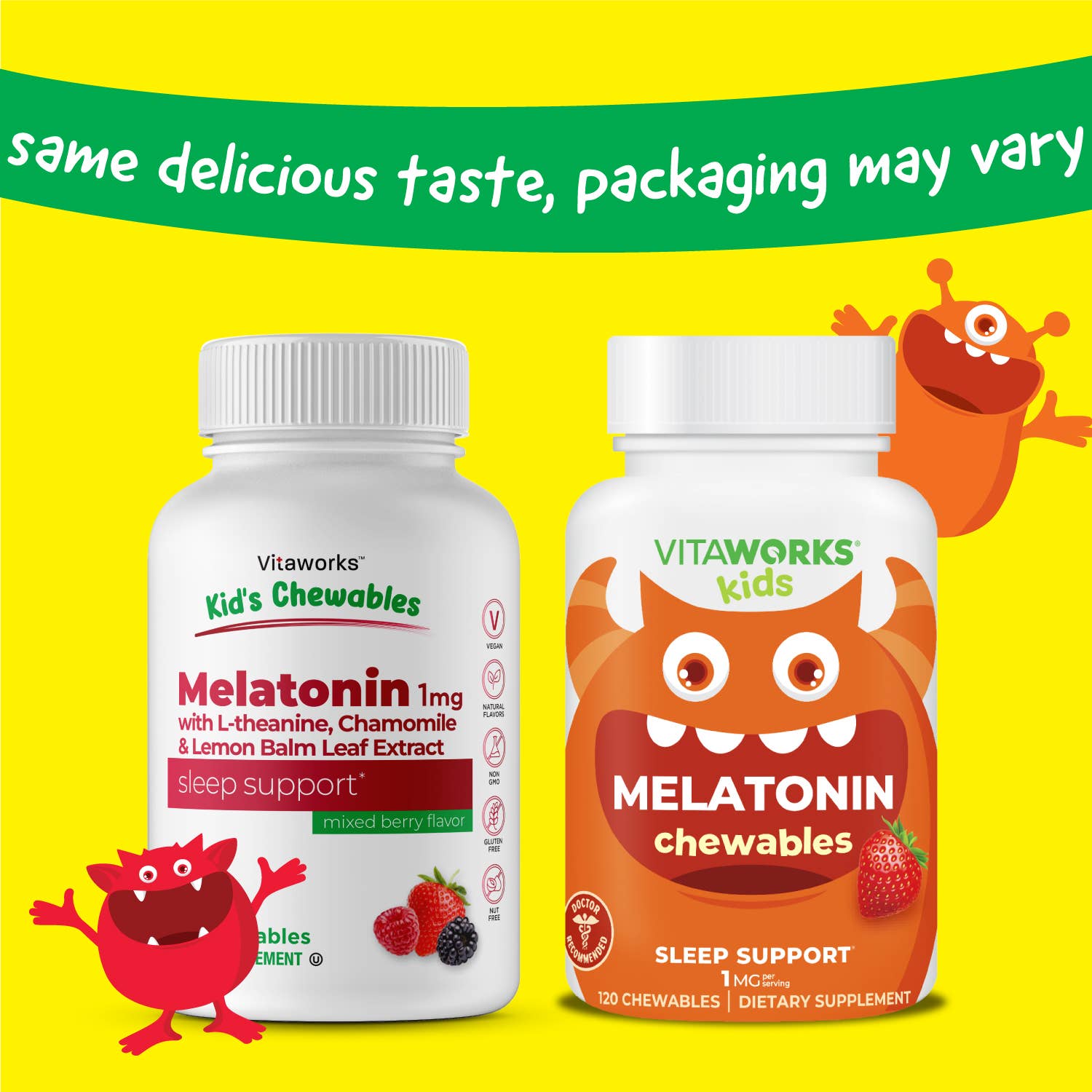 VitaWorks Kids Melatonin Chewables, Sleep Support: Natural Strawberry Flavor / 120 Count