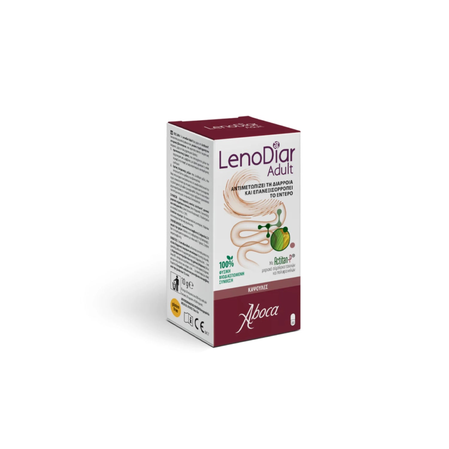 Aboca Lenodiar Adult – 20 capsules for managing diarrhea in adults and adolescents.