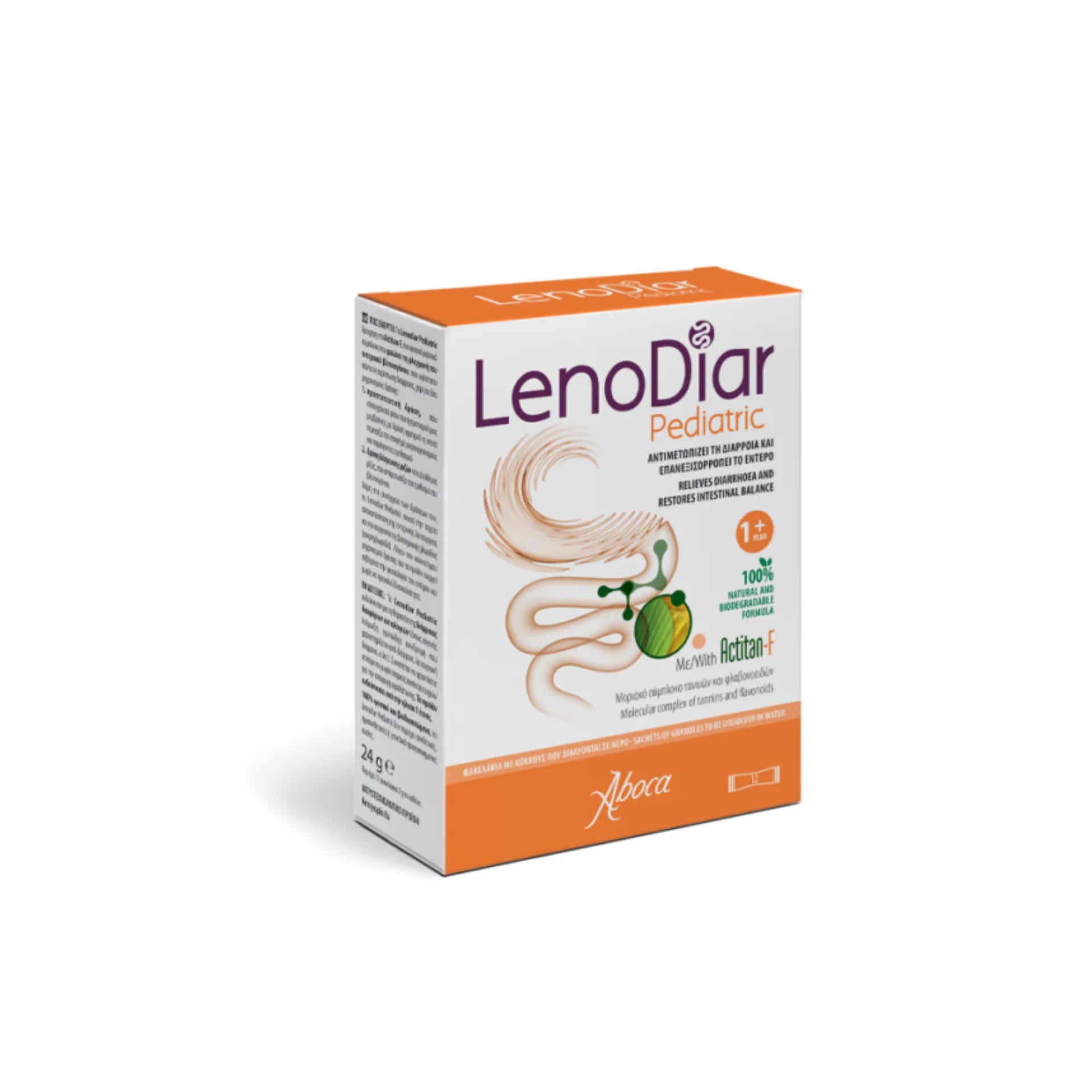 Aboca Lenodiar Pediatric – 12 sachets for managing diarrhea in children.