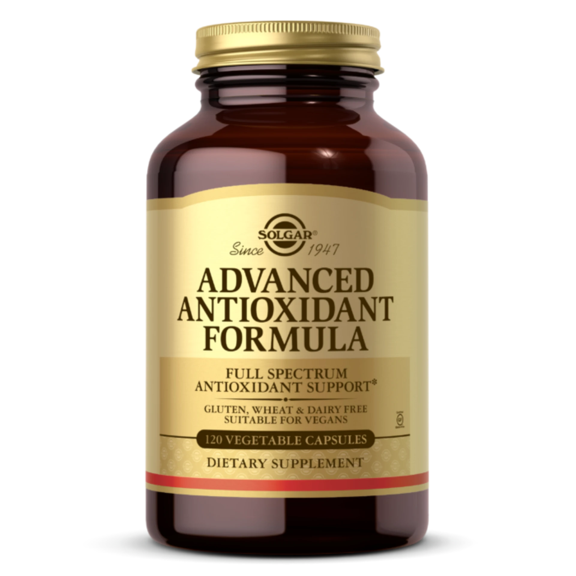 Solgar Advanced Antioxidant Support capsules for cellular protection.