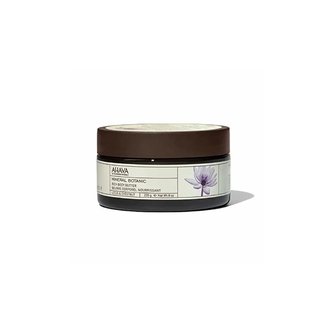 AHAVA Mineral Botanic Lotus &amp; Chestnut Body Butter for moisturizing and rejuvenating skin.