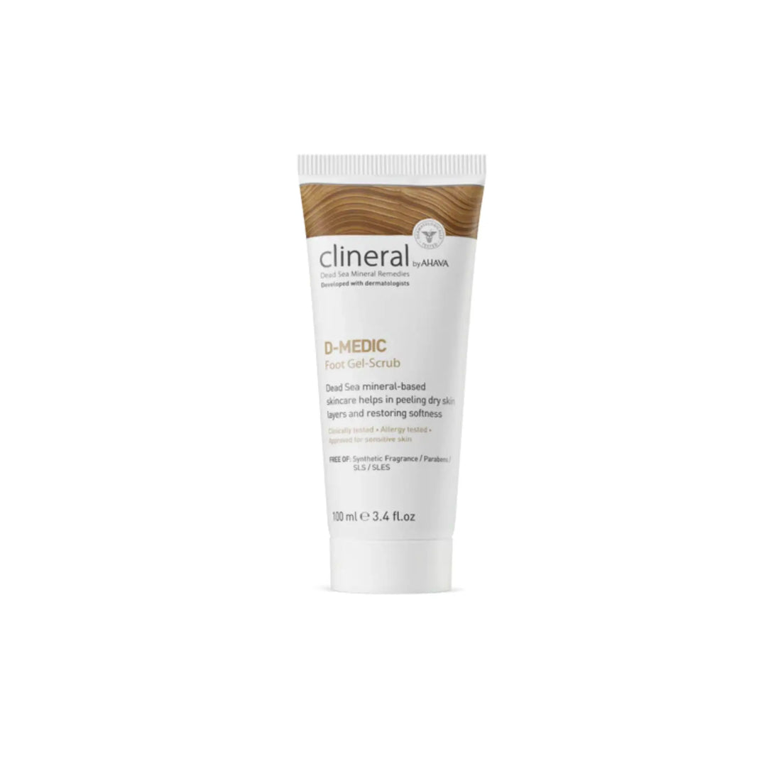 Ahava D-Medic Foot Gel Scrub for exfoliating and restoring soft, smooth feet.