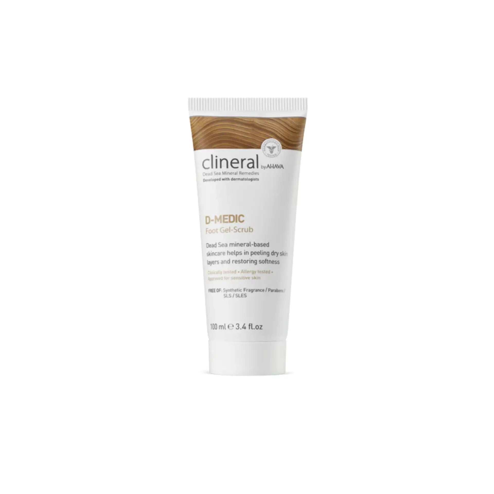 Ahava D-Medic Foot Gel Scrub for exfoliating and restoring soft, smooth feet.