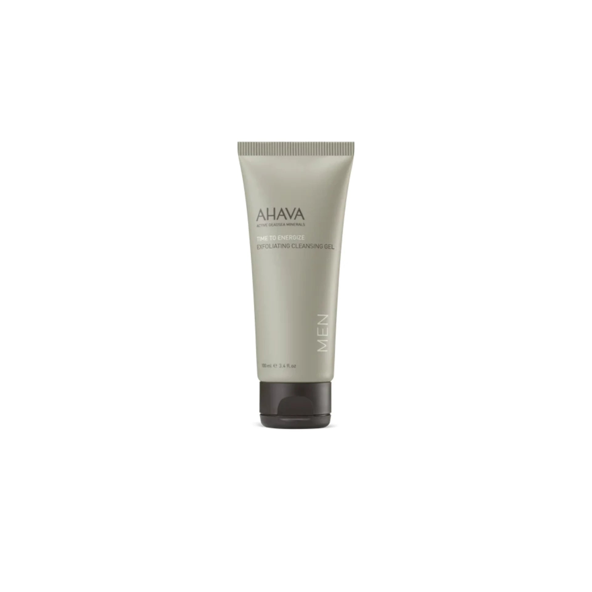Ahava Men’s Exfoliating Cleansing Gel with Dead Sea minerals and antioxidant-rich ingredients.