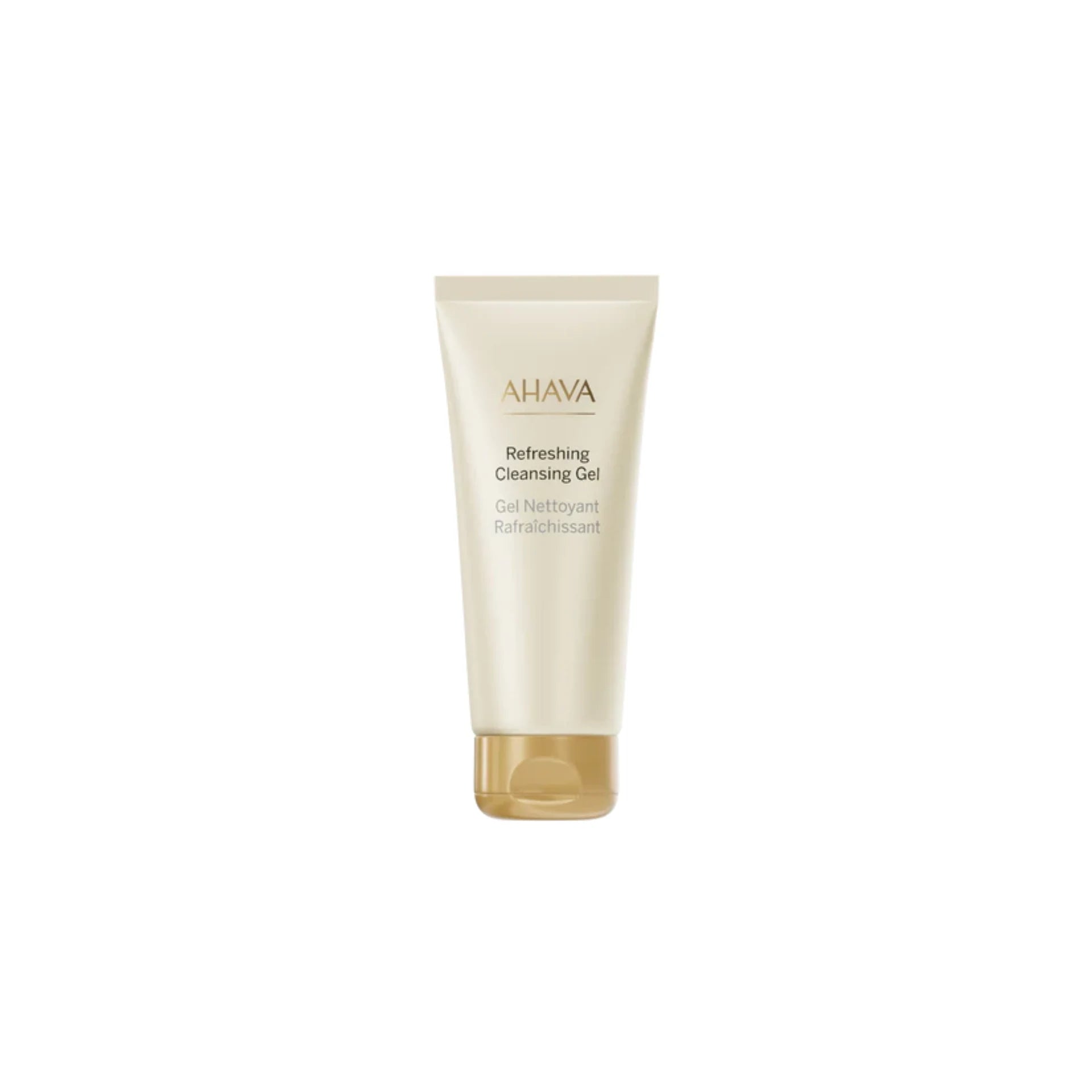 Ahava Refreshing Cleansing Gel bottle with a sleek design, showcasing its hydrating benefits.