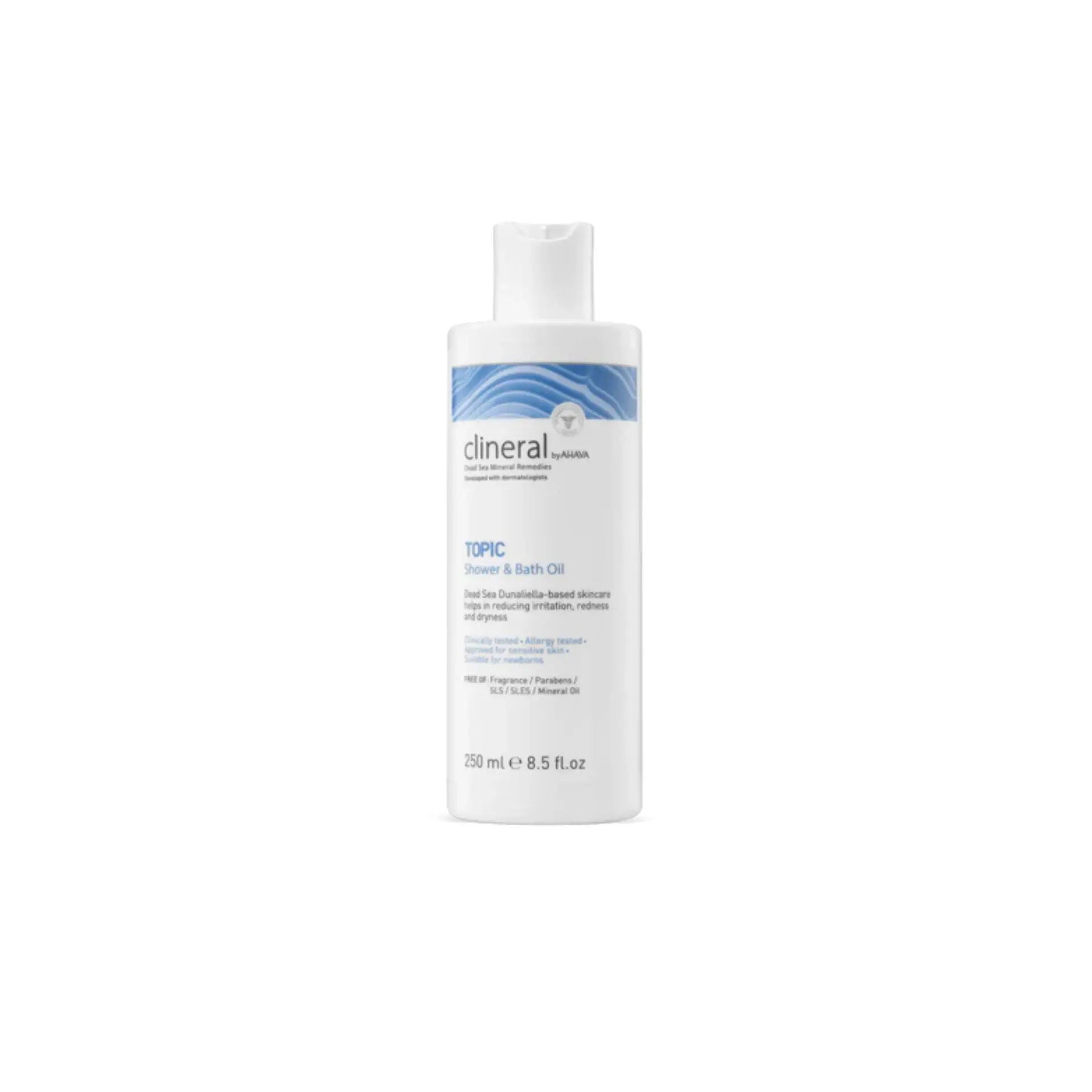 Ahava Clineral TOPIC Shower and Bath Oil for hydration and skin soothing.