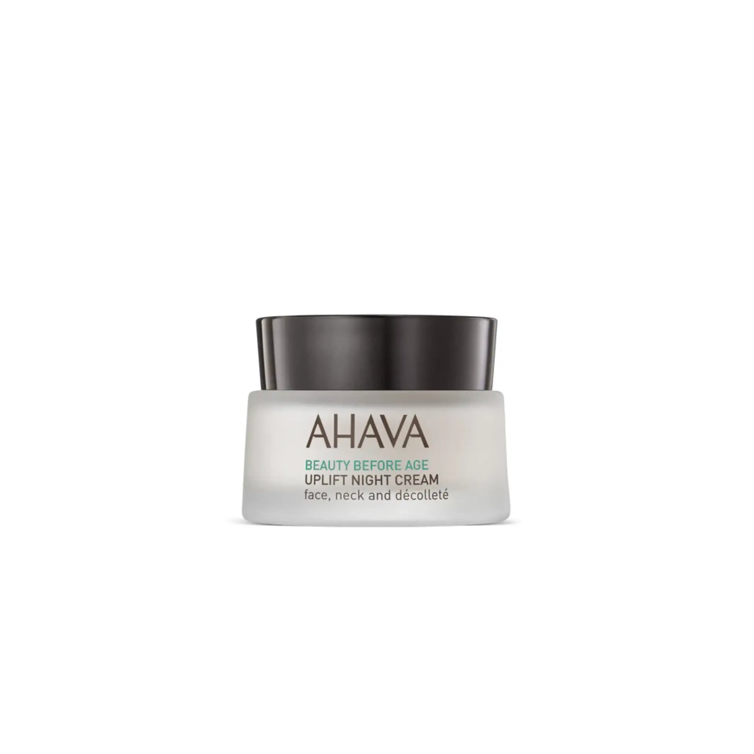 Ahava Uplift Night Cream jar, designed for lifting, firming, and nourishing skin while you sleep.